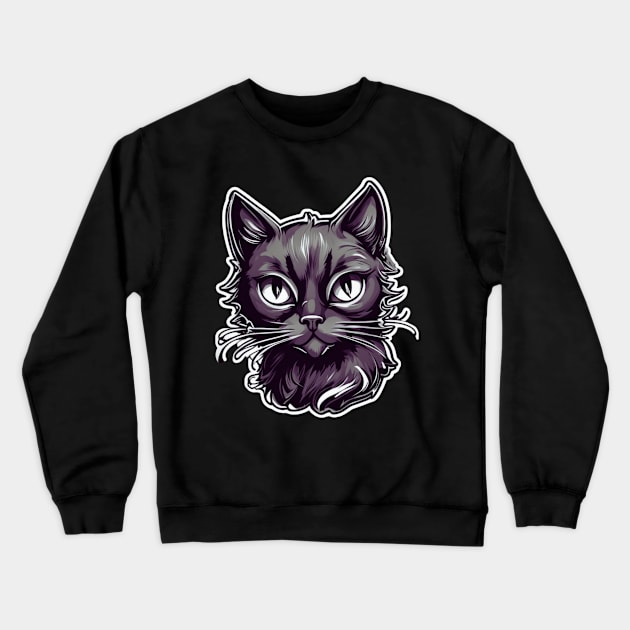 Black cat Aesthetic Artwork illustration Crewneck Sweatshirt by Tanguarts